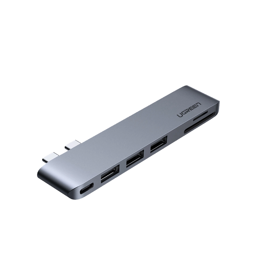 CM251  HUB USB C x2 a HDMI + 3 USB 3.0 A + Tipo C HEMBRA GRIS P/ MACBOOK PRO/AIR 
