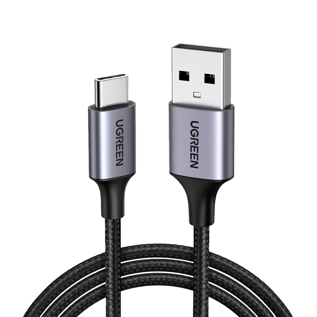 US288 CABLE USB-A 2.0 A USB-C C/TRENZADO ALUMINIO NIQUELADO 1M BLANCO
