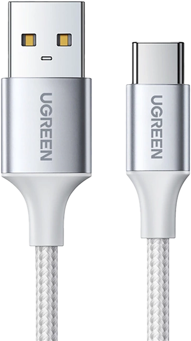 US288 CABLE USB-A 2.0 A USB-C C/TRENZADO ALUMINIO NIQUELADO 1M BLANCO