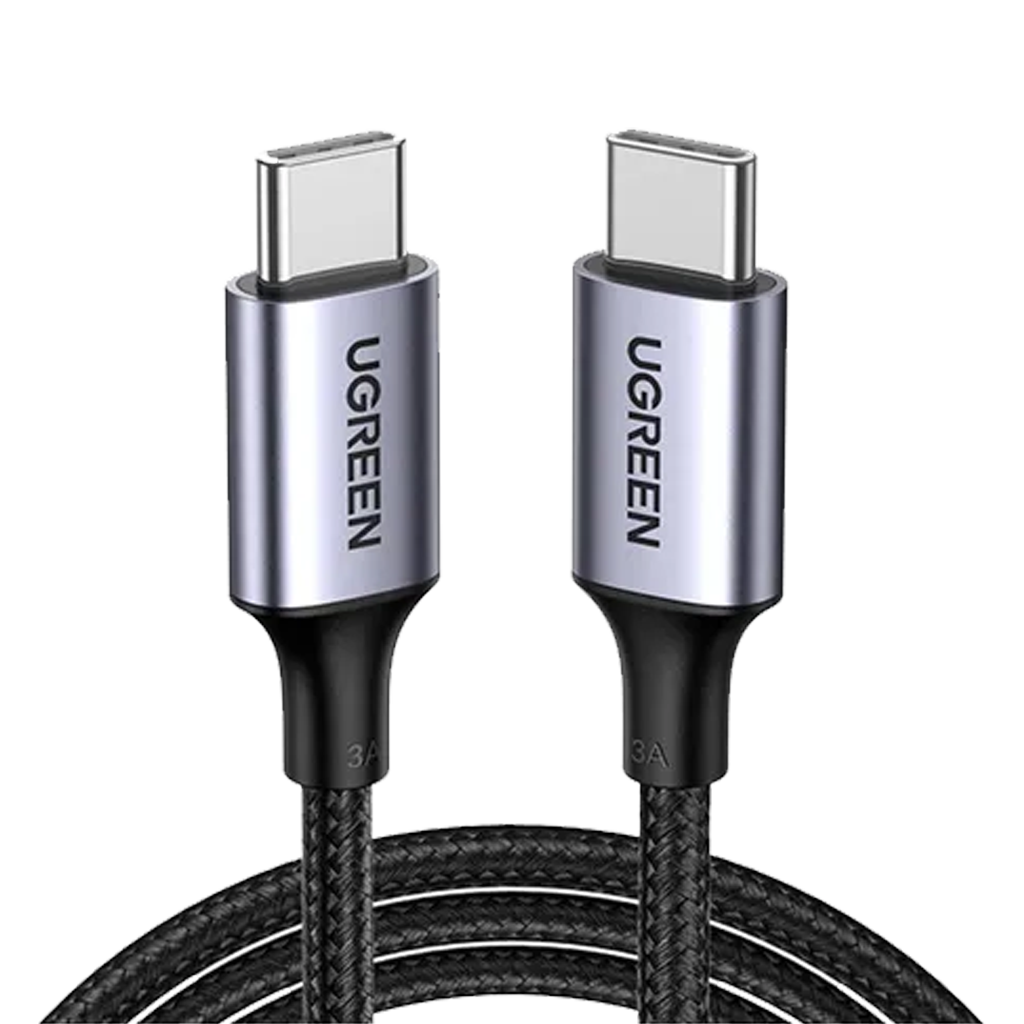 US261 CABLE CARGA RAPIDA USB-C a USB-C PD 3A MÁX 2M GRIS/NEGRO