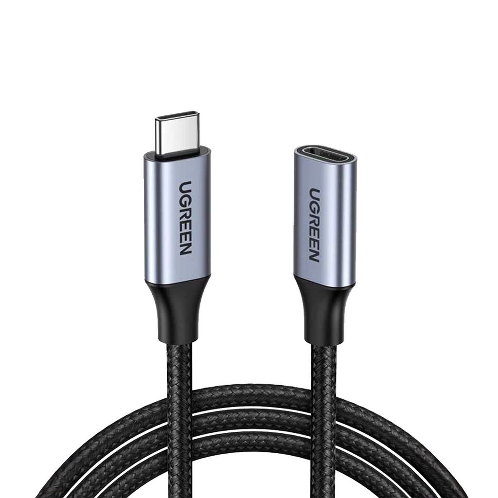 US372 CABLE ALARGADOR TRENZADO USB-C MACHO a USB-C HEMBRA GEN2 C/CARCASA ALUMINIO 1M GRIS