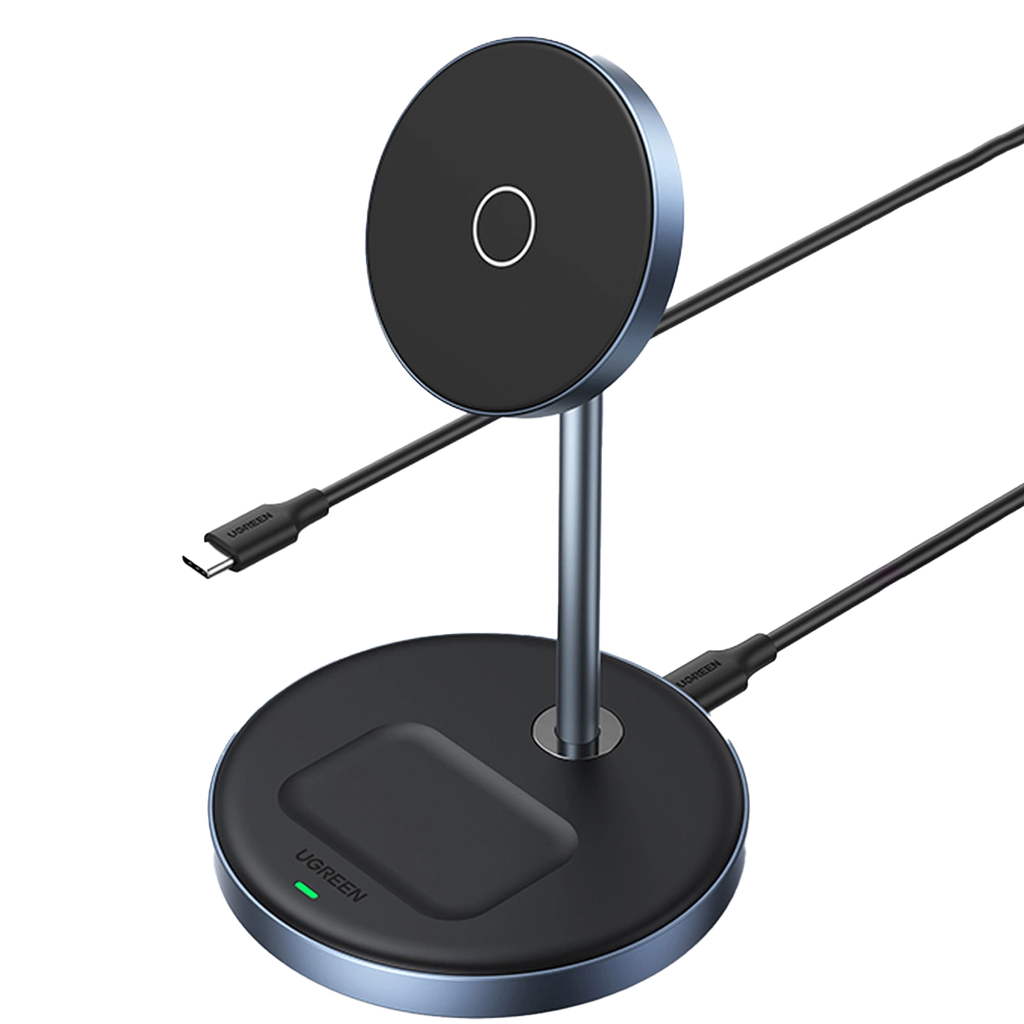 CD317 CARGADOR INALAMBRICO 2 EN 1 PARA IPHONE + AIRPODS NEGRO