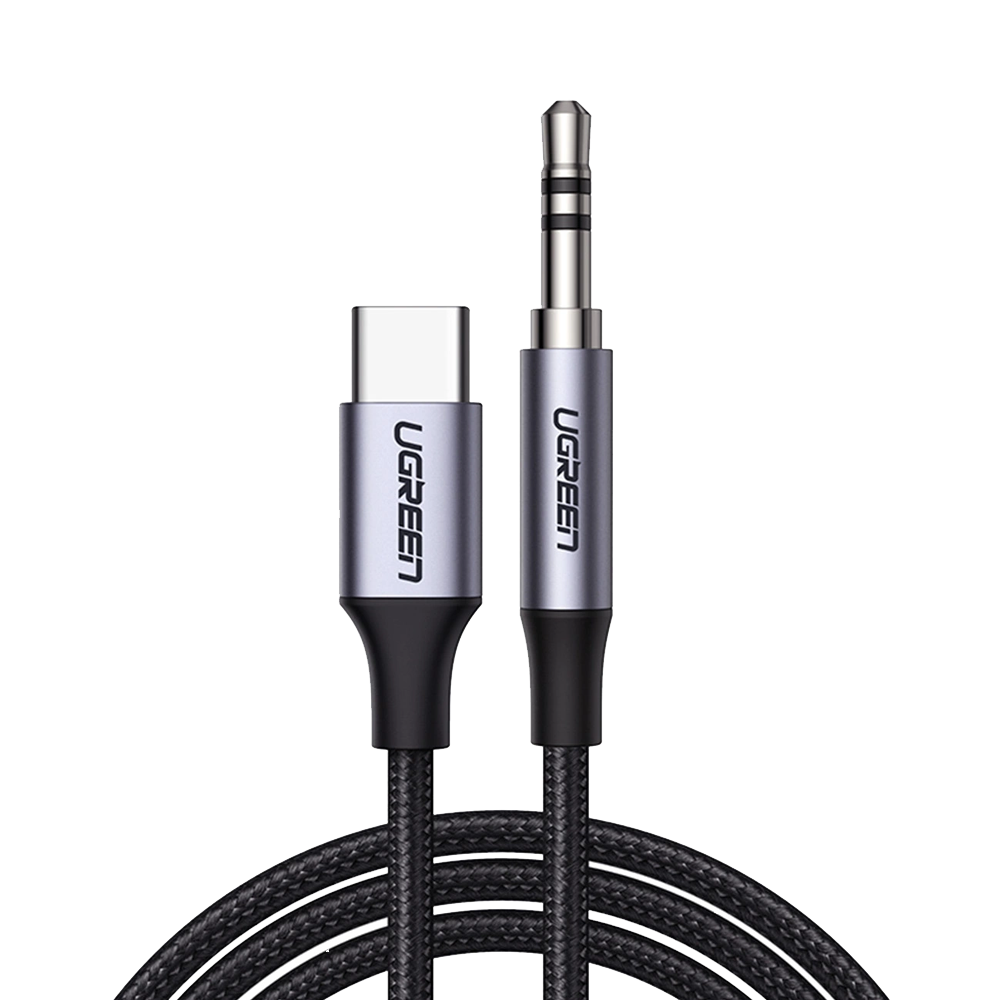 AV143 CABLE DE AUDIO USB-C REDONDO 35mm M/M C/CARCASA DE ALUMINIO 1M GRIS OSCURO