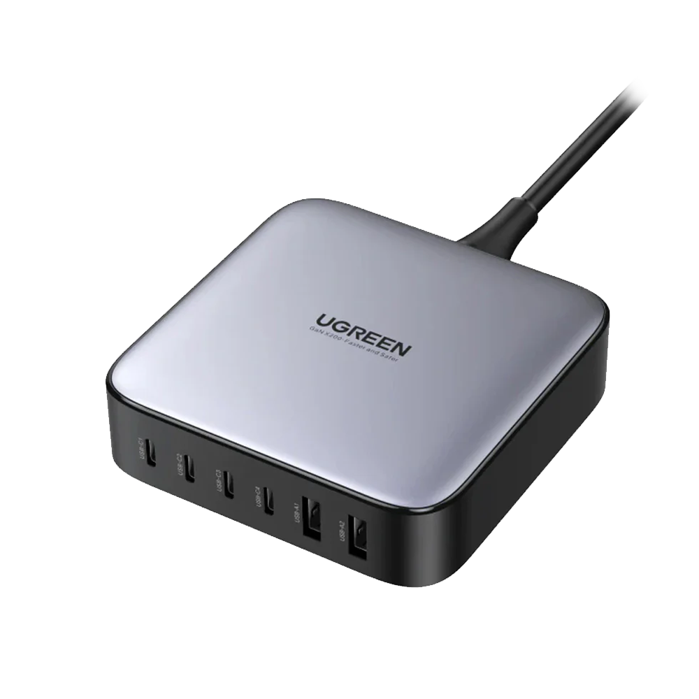 CD271 CARGADOR RAPIDO NEXODE de 200W y 6 PUERTOS GaN GRIS (AU)